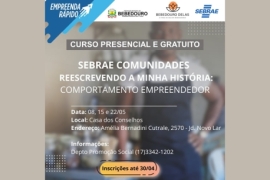 Prefeitura e Sebrae abrem inscrições para o curso “Comportamento Empreendedor”