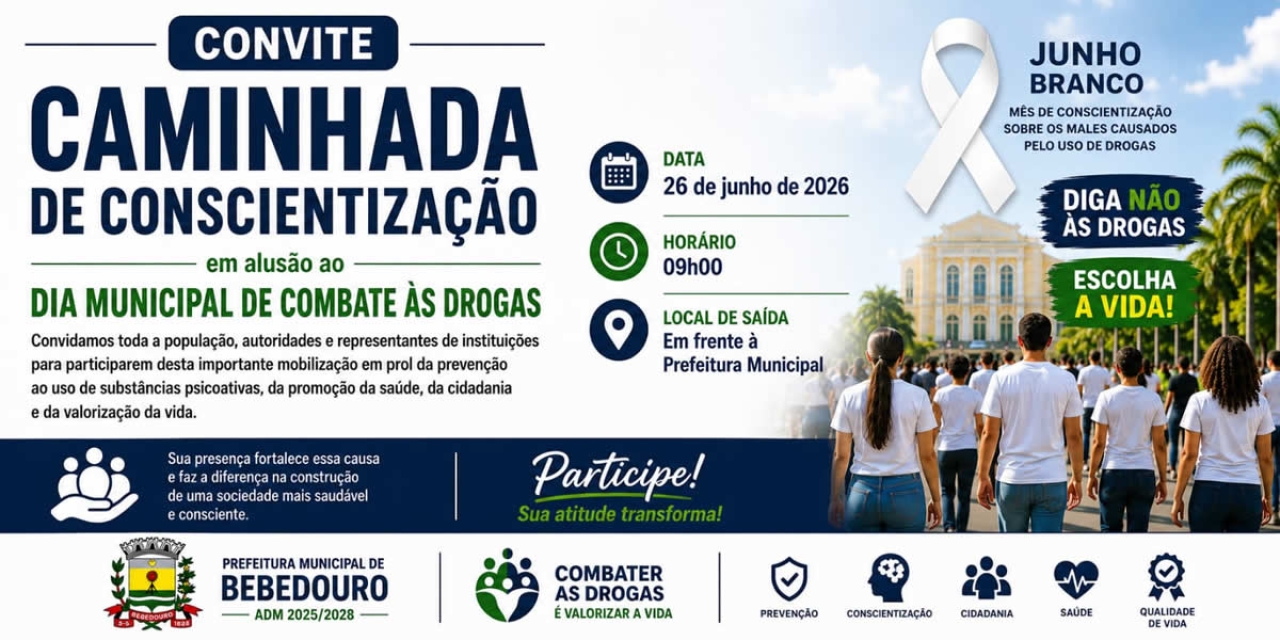 Bebedouro realiza Caminhada de Conscientização pelo Dia Municipal de Combate às Drogas