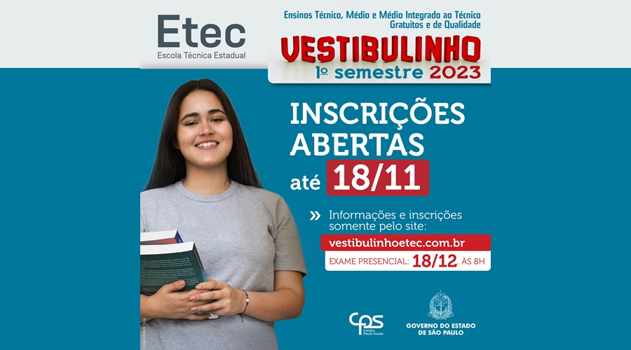 Etec abre inscrições para o vestibulinho 2023