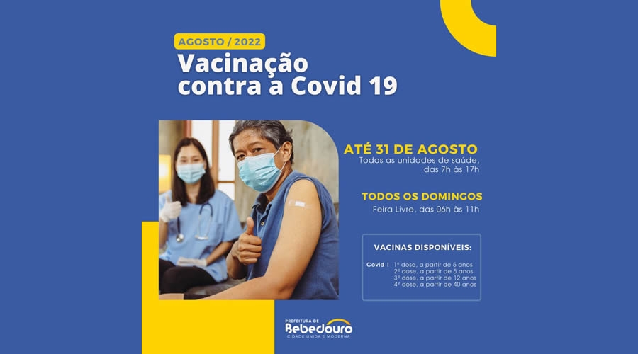 Vacinação contra Covid-19 continua nos postos de saúde em agosto