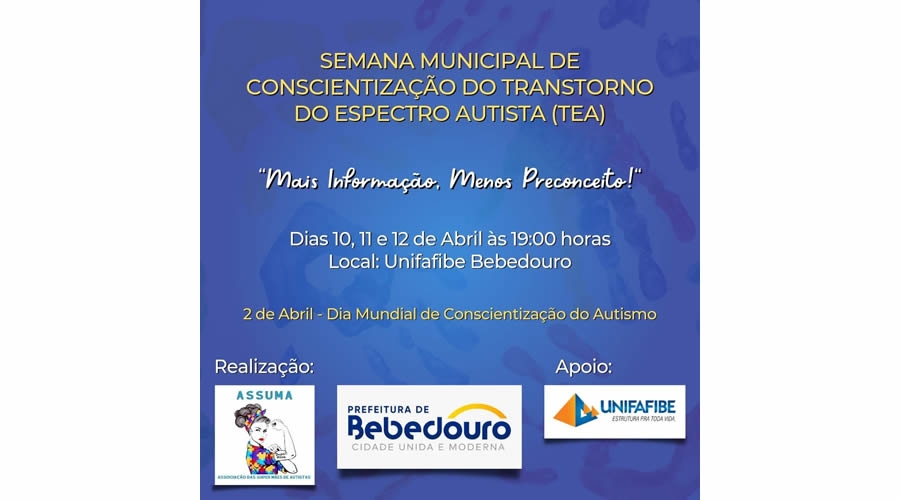 Bebedouro realiza Semana de Conscientização do Transtorno do Espectro Autista (TEA)