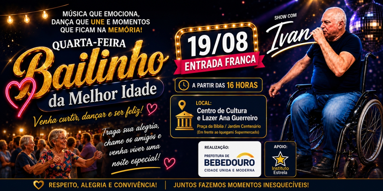 Baile da Melhor Idade reúne música, dança e convivência nesta quarta-feira (19/08)