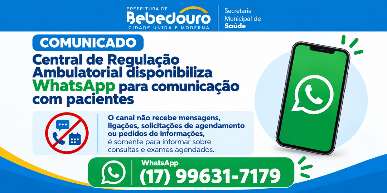 Central Municipal de Regulação disponibiliza WhatsApp para comunicação com pacientes