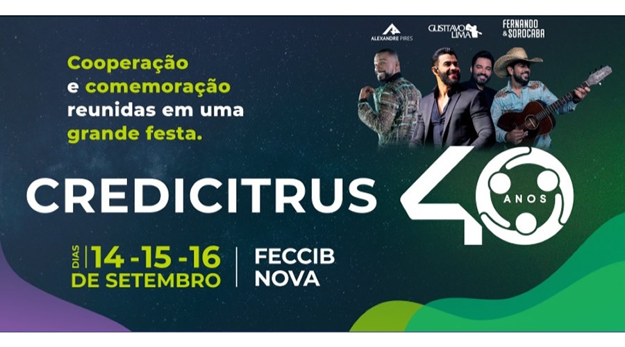 Evento “Credicitrus 40 anos” iniciará quinta-feira (14/09) na Feccib Nova