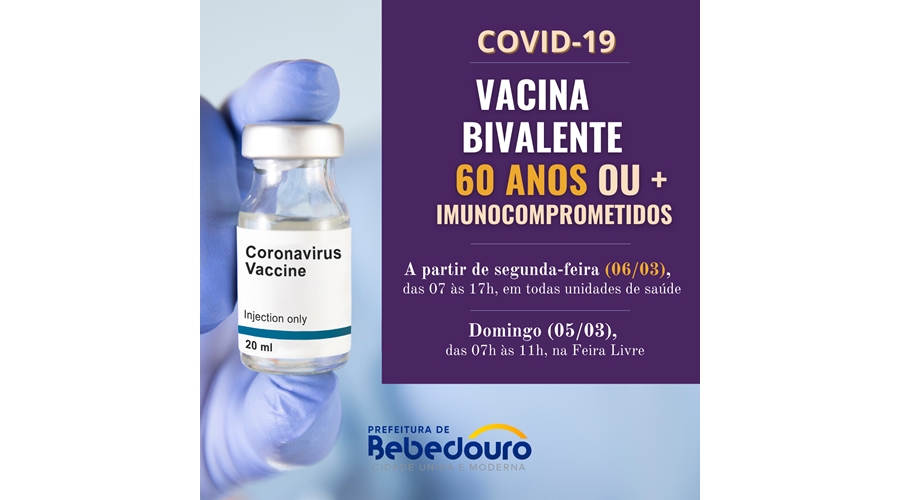 Vacina bivalente: pessoas a partir de 60 anos serão imunizadas a partir de segunda-feira (06)