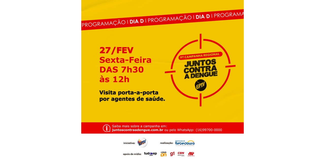 Dia D de Combate à dengue será realizado nesta sexta-feira (27/02)