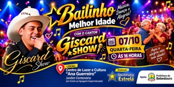 Baile da Melhor Idade terá apresentação do cantor Giscard Show
