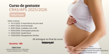 Prefeitura de Bebedouro promove Curso de Gestantes no CRAS Oeste