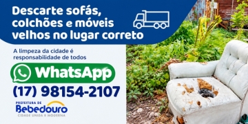 Prefeitura recolhe sofás, colchões e móveis velhos pelo Disk Descarte