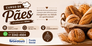Curso de Pães abre inscrições pelo Fundo Social em parceria com o SENAI