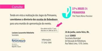 Escolas são convidadas para apresentação dos 37º Jogos da Primavera de Bebedouro