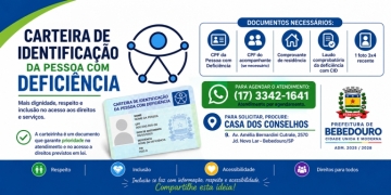 Carteira de Identificação da Pessoa com Deficiência está disponível em Bebedouro
