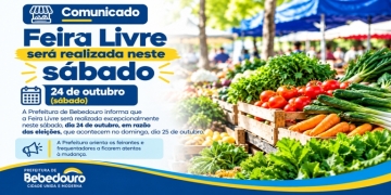 Feira Livre será realizada excepcionalmente neste sábado (24/10), devido segundo turno das eleições