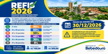 Prefeitura de Bebedouro lança REFIS com descontos de até 90% sobre juros e multas