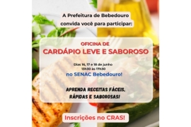 Curso com tema “Cardápio Leve e Saboroso” tem inscrições abertas nos CRAS